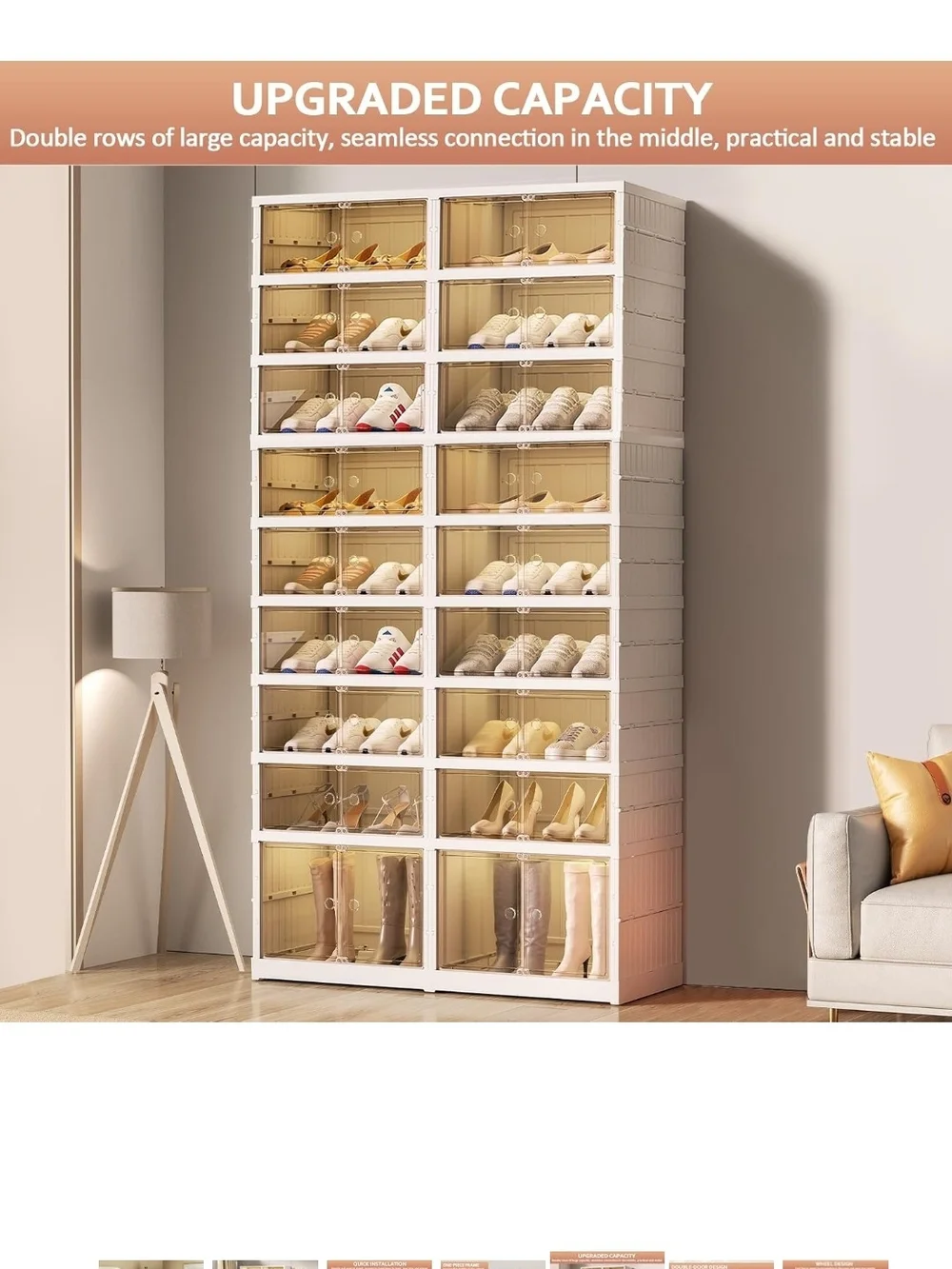 SYNCVIBE Collapsible Shoe Rack Organizer, 9 Tiers, 36 Pairs, 34.2